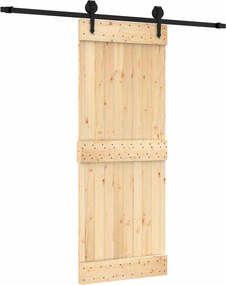 vidaXL Συρόμενη Πόρτα Φυσικό και Μαύρο 80 x 210 cm