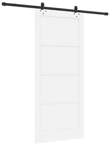 vidaXL Συρόμενη Πόρτα  με Σετ Υλικών Λευκή 93x211 εκ. Συμπαγές Ξύλο Πεύκου