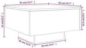 Τραπεζάκι Σαλονιού Γκρι Σκυροδ. 55 x 55 x 31 εκ. Επεξεργ. Ξύλο - Γκρι