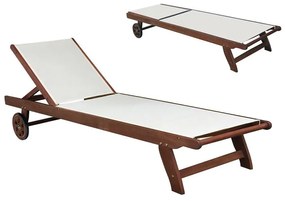 CRICKET Ξαπλώστρα Ξύλο Acacia Καρυδί, Textilene Άσπρο 66x195x30cm Ε20122,9