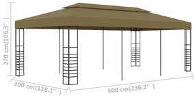 Κιόσκι 6 x 3 x 2,7 μ. Taupe 180 γρ/μ² - Μπεζ-Γκρι