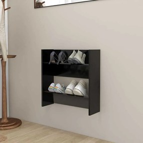 vidaXL Παπουτσοθήκη Τοίχου Μαύρη 60 x 18 x 60 εκ. Επεξ. Ξύλο