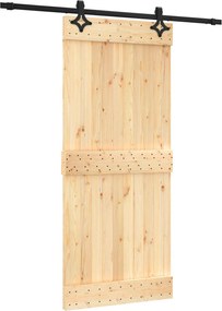 vidaXL Συρόμενη Πόρτα Φυσικό και Μαύρο 90 x 210 cm