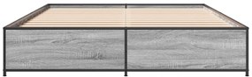 vidaXL Πλαίσιο Κρεβατιού Γκρι Sonoma 135x190 εκ. Επεξ. Ξύλο &amp; Μέταλλο