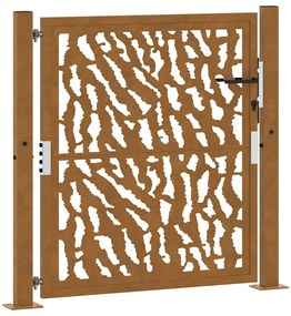 Πύλη κήπου 105x105 cm από διαβρωμένο χάλυβα με σχέδιο ίχνος - Καφέ