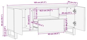 Έπιπλο Τηλεόρασης 100 x 34 x 46 εκ. Μασίφ Ακατέργ. Ξύλο Μάνγκο - Καφέ