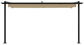 vidaXL Γκαζέμπο τοποθετημένο στον τοίχο Taupe 3 x 4 m Ατσάλι