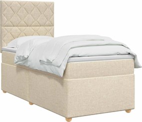 vidaXL Κρεβάτι box spring με στρώμα Κρεμ 90 x 190 cm Ύφασμα