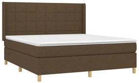 vidaXL Κρεβάτι Boxspring με Στρώμα & LED Σκ.Καφέ 180x200εκ. Υφασμάτινο