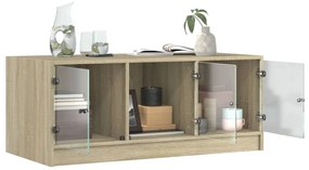 vidaXL Τραπεζάκι Σαλονιού Sonoma Δρυς 102x50x42 εκ. με Γυάλινες Πόρτες