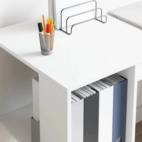 vidaXL Γραφείο με ράφι Λευκό 130 x 50.5 x 75 εκ Επεξεργασμένο ξύλο