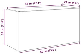 ντουλάπι τοίχου μπάνιου μαύρο 60x25x30 cm κατασκευασμένο ξύλο 860059