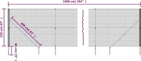 vidaXL Συρματόπλεγμα Περίφραξης Πράσινο 2,2 x 10 μ. με Καρφωτές Βάσεις