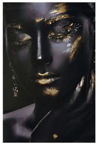 Πίνακας Γυναίκα 15-00-21153 60x2,5x90cm Black-Gold Marhome Κάθετοι Ξύλο,Χαρτί