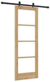 vidaXL Συρόμενη Πόρτα Καφέ 73.5 x 198.5 εκ. Ξύλο και μέταλλο