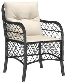 vidaXL Σέτ φαγητού για κήπο με μαξιλάρι 5 pcs Μαύρο Πολυ ράταν