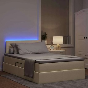 vidaXL LED Κρεβάτι αποθήκευσης με στρώμα Κρέμ 120 x 200 cm Ύφασμα