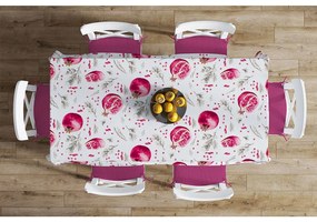 Καρέ Αλέκιαστο Pomegranate 458 White-Pink DimCol 90X90cm 90x90cm Βαμβάκι-Πολυέστερ