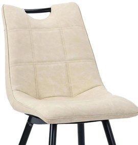 Καρέκλα Nely pu ανοιχτό μπεζ-πόδι μαύρο μέταλλο 45x61x85εκ 45x61x85 εκ.