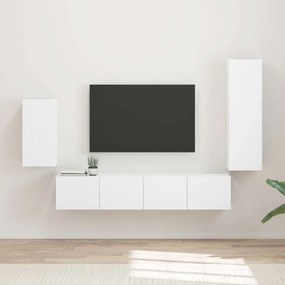 vidaXL Σετ επίπλου τηλεόρασης Επιτοίχιο 4 pcs Λευκό Επεξεργασμένο ξύλο