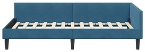 vidaXL Πλαϊνό Κρεβάτι Μπλε 90 x 200 cm Βελούδο και Στιβαρή ξυλεία