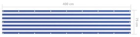 Διαχωριστικό Βεράντας Λευκό/Μπλε 75 x 400 εκ. Ύφασμα Oxford - Πολύχρωμο