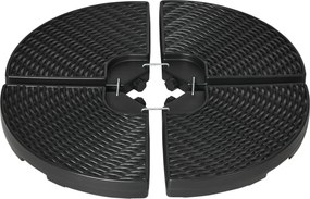 Βάση ομπρέλας 4 τεμαχίων, γεμίζει, 100 cm x 100 cm x 8 cm, μαύρο