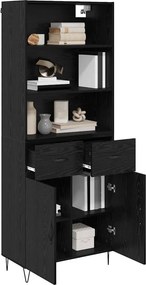 vidaXL Highboard με συρτάρι 2 pcs Μαύρη Οξυά Επεξεργασμένο ξύλο