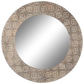 Τοίχο καθρέφτη DKD Home Decor Λευκό Καφέ Mandala Ινδός Μαρινάτος 76 x 4 x 76 cm