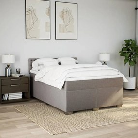 Κρεβάτι Boxspring με Στρώμα Taupe 140x200 εκ. Υφασμάτινο - Μπεζ-Γκρι