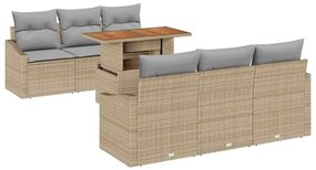 vidaXL Σετ Καναπέ Κήπου με αποθήκευση 7 pcs Μπεζ Πολυ ράταν