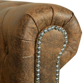 vidaXL Καναπές Τριθέσιος Chesterfield Καφέ Συνθετικό Δέρμα