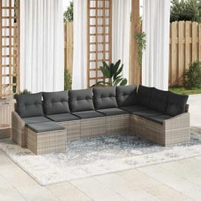 vidaXL Σετ Καναπέ Κήπου 8 pcs Ανοιχτό γκρι Πολυ ράταν