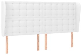 Κεφαλάρι με Πτερύγια Λευκό 203x23x118/128 εκ. Συνθ. Δέρμα 3118065