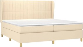vidaXL Κρεβάτι Boxspring με Στρώμα Κρεμ 200x200 εκ. Υφασμάτινο