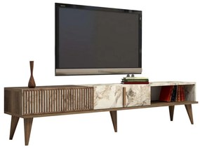 Έπιπλο Τηλεόρασης HM9512.03 180x35x40cm Walnut-White Μελαμίνη