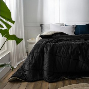 Κουβερτοπάπλωμα Teddy 407/14 Graphite Black Gofis Home Queen Size 235x245cm Πολυέστερ