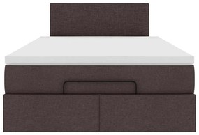 Οθωμανικό κρεβάτι με στρώμα &amp; LEDs Σκούρο καφέ 120x190cm ύφασμα 3312211