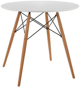 ΤΡΑΠΕΖΙ MINIMAL ΣΤΡΟΓΓΥΛΟ HM0059.01 MDF ΣΕ ΛΕΥΚΟ-ΠΟΔΙΑ ΟΞΙΑΣ ΦΥΣΙΚΟ Φ80Χ72Υεκ.
