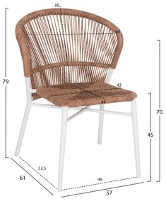 Καρέκλα LYNN C6267.02 Αλουμινίου Λευκή με P.E. Rattan Φυσικό 57x61x79Υ εκ. 57x61x79 εκ.