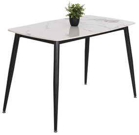 ΤΡΑΠΕΖΙ RAVEN HM9854.01 ΚΕΡΑΜΙΚΟ TOP ΜΑΤ ΛΕΥΚΟ ΜΑΡΜΑΡΟ-ΜΑΥΡΟ ΜΕΤΑΛΛΟ 120x70x73Υεκ.
