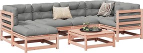 vidaXL Καναπές Κήπου Σετ 7 Τεμ. Μασίφ Ψευδοτσούγκα Ελάτης Μαξιλάρια