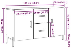 Ντουλάπι Παλαιό Ξύλο 100x36x60 εκ. από Επεξεργασμένο Ξύλο - Καφέ