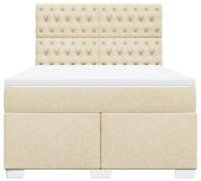 vidaXL Κρεβάτι Boxspring με Στρώμα Κρεμ 140x190 εκ. Υφασμάτινο