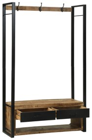 vidaXL Ράφι Ρούχων με γάντζους και ράφια 110x40x185 εκ. Μασίφ ξύλο μάνγκο