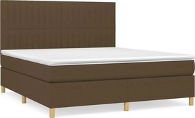 vidaXL Κρεβάτι Boxspring με Στρώμα Σκούρο Καφέ 160x200 εκ Υφασμάτινο