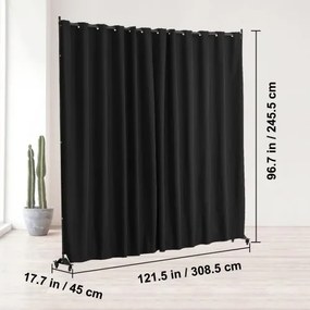 VEVOR Room Divider Portable Panel Room Divider with Wheels Privacy Screen Black