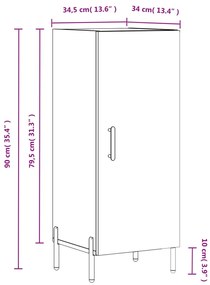 Ντουλάπι Λευκό 34,5 x 34 x 90 εκ. από Επεξεργασμένο Ξύλο - Λευκό