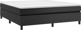 vidaXL Κρεβάτι Boxspring με Στρώμα Μαύρο 180x200εκ.από Συνθετικό Δέρμα