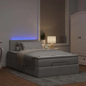 VidaXL Οθωμανικό κρεβάτι με στρώμα & LEDs Taupe 120x190cm ύφασμα